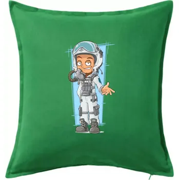 Polštář Vesmírný voják oranžový - Polštář 50x50 - 50x50 - Pouze potah ( Středně zelená )