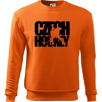Pánská mikina Czech hockey - nápis s hokejistou - Mistrovství světa v ledním hokeji 2026 - Mikina Essential pánská - S ( Oranžová )