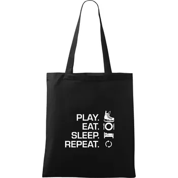 Play Eat Sleep Repeat hokej - Taška bavlněná - 42 x 38 cm ( Černá )