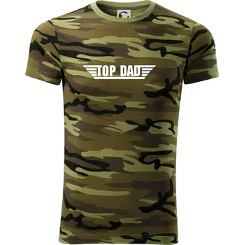 Pánské tričko Top dad s čárami - Army CAMOUFLAGE - XS ( Zelený maskáč )