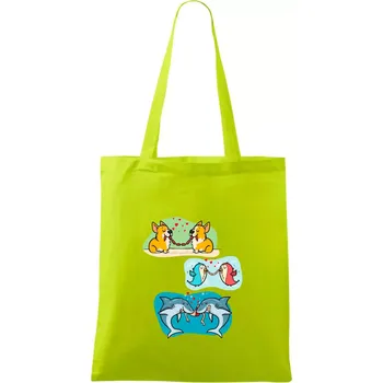 Projev lásky zvířata - Taška bavlněná - 42 x 38 cm ( Limetková )