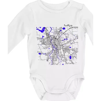 Kojenecký body Budějce - Mapa s vodními toky - Body kojenecké s dlouhým rukávem - Dlouhý r. do 3 měs ( Bílá )