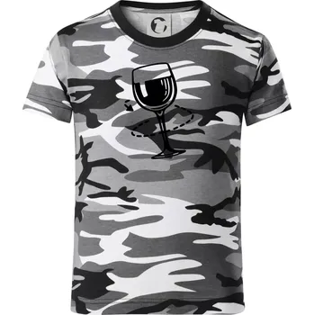 Chlapecké tričko Víno someliér - Dětské maskáčové triko - 146 cm/10 let ( Šedý maskáč )