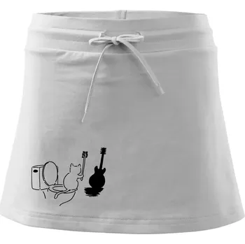 Dámská sukně Kočka a kytara WC - Sportovní sukně - two in one - S ( Bílá )