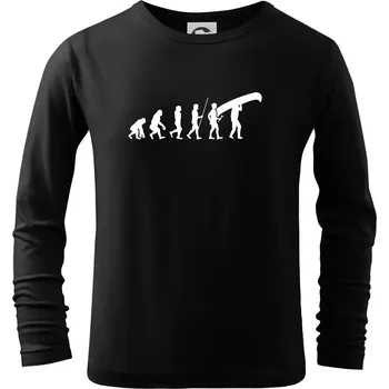 Chlapecké tričko Evoluce kanoe nad hlavou - Triko dětské Long Sleeve - 122 cm/6 let ( Černá )