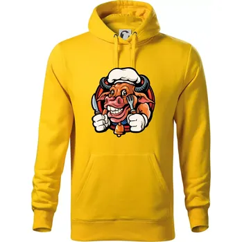 Pánská mikina Kráva na gril - Mikina pánská Cape s kapucí - 3XL ( Žlutá )