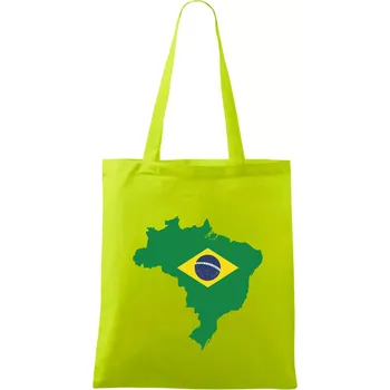 Brazílie vlajka v mapě - Taška bavlněná - 42 x 38 cm ( Limetková )