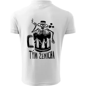 Pánská košile Tým ženicha kostra - Polokošile pánská Pique Polo 203 - 5XL ( Bílá )