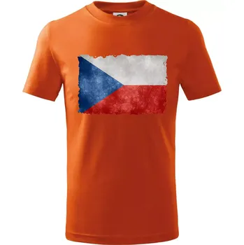 Česká vlajka stará - Tričko dětské bavlněné - 134 cm/8 let ( Oranžová )