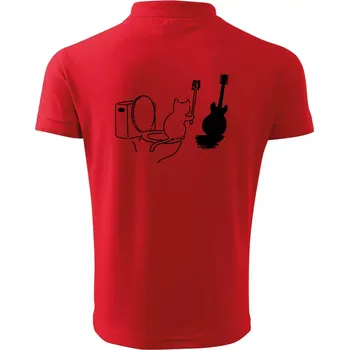 Pánská košile Kočka a kytara WC - Polokošile pánská Pique Polo 203 - XL ( Červená )
