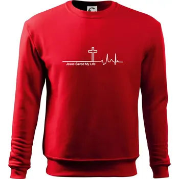 Chlapecké tričko Jesus Saved My Life kříž ekg - Mikina Essential dětská - 158 cm/12 let ( Červená )