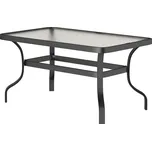 Konferenční stolek z tvrzeného skla Outsunny Konferenční stolek s designem vlny, zaoblený rohový balkonový stolek 95x55 cm černý