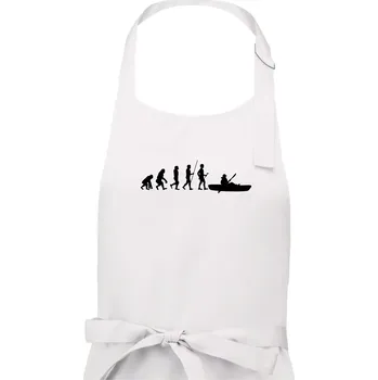 Kuchyňská zástěra Evoluce kanoe krátká - Dámská zástěra na vaření - Univerzální velikost ( Bílá )