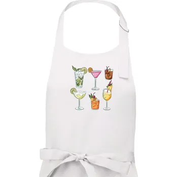 Kuchyňská zástěra Koktejly - Pánská zástěra na vaření - Univerzální velikost ( Bílá )