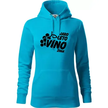 Dámská mikina Jaro, léto, víno, zima - Mikina dámská Cape s kapucí - XL ( Světlý tyrkys )