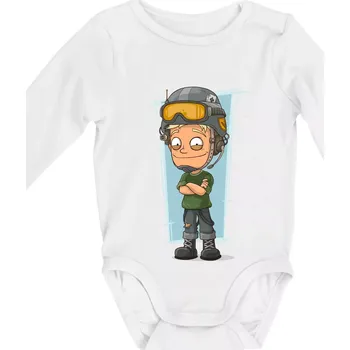 Vesmírný voják denim - Body kojenecké s dlouhým rukávem - Dlouhý r. 3-6 měs ( Bílá )