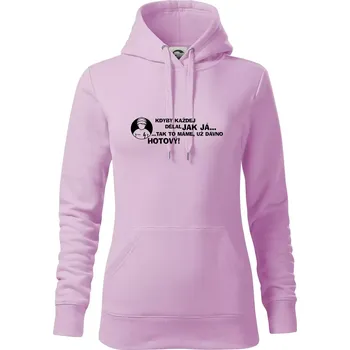 Dámská mikina Elektrikář - kdyby každej dělal jak já, tak to máme už dávno hotový - Mikina dámská Cape s kapucí - S ( Orchid )
