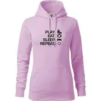 Dámská mikina Play Eat Sleep Repeat hokej - Mikina dámská Cape s kapucí - S ( Orchid )