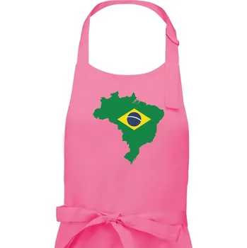 Kuchyňská zástěra Brazílie vlajka v mapě - Pánská zástěra na vaření - Univerzální velikost ( Růžová )