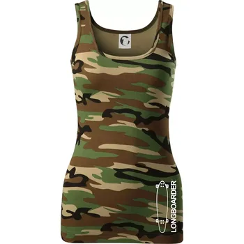 Dámské tričko Longboard na výšku - Dámské Maskáčové tílko - M ( Hnědý maskáč )