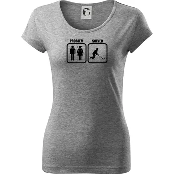 Dámské tričko Problém hokejista - Dámské triko Pure - XS ( Tmavě šedý melír )
