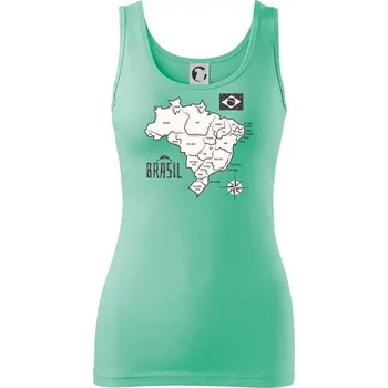 Dámské tričko Brazílie mapa s názvy regionů - Dámské tílko - S ( Mátová )