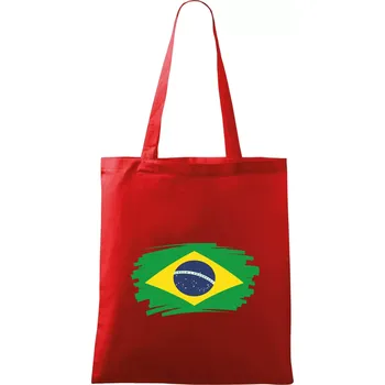 Nákupní taška Brazílie vlajka štětkou - Taška bavlněná - 42 x 38 cm ( Červená )