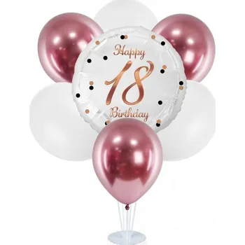 Balónek Sada balónků na stojanu k 18. narozeninám, růžovo-zlatá