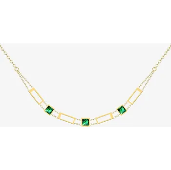 Náhrdelník Preciosa Náhrdelník Straight z chirurgické oceli s českým křišťálem Preciosa, velký, emerald 7390Y66