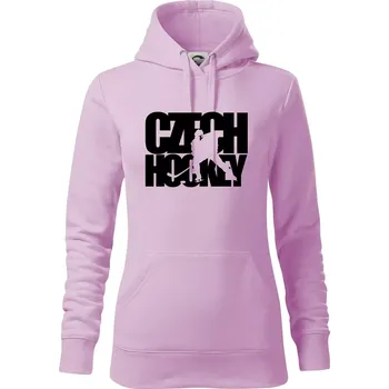 Dámská mikina Czech hockey - nápis s hokejistou - Mistrovství světa v ledním hokeji 2026 - Mikina dámská Cape s kapucí - XS ( Orchid )
