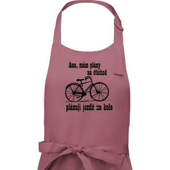 Kuchyňská zástěra Staré kolo - Plány na důchod - Pánská zástěra na vaření - Univerzální velikost ( Starorůžová )