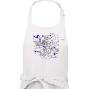 Kuchyňská zástěra Budějce - Mapa s vodními toky - Dámská zástěra na vaření - Univerzální velikost ( Bílá )