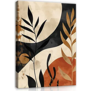 Obraz OBRAZ BOHO LISTY MODERNÍ NA PLÁTNĚ NA ZEĎ DO LOŽNICE OBÝVÁKU 60x40