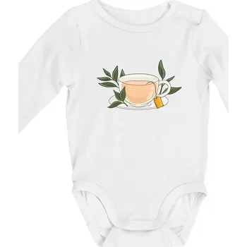 Šálek čaje - Body kojenecké s dlouhým rukávem - Dlouhý r. do 3 měs ( Bílá )