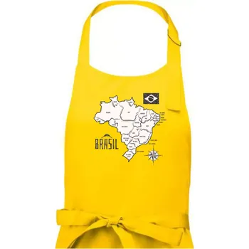 Kuchyňská zástěra Brazílie mapa s názvy regionů - Pánská zástěra na vaření - Univerzální velikost ( Žlutá )