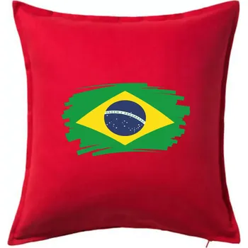 Polštář Brazílie vlajka štětkou - Polštář 50x50 - 50x50 - Pouze potah ( Červená )