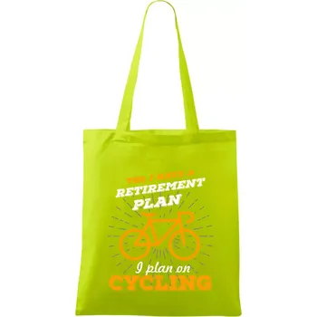 Oranžové kolo - Yes, I have a retirement plan, I plan on cycling - Taška bavlněná - 42 x 38 cm ( Limetková )