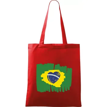 Brazílie vlajka srdce - Taška bavlněná - 42 x 38 cm ( Červená )