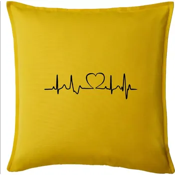 Polštář Srdce EKG - Polštář 50x50 - 50x50 - Pouze potah ( Žlutá )