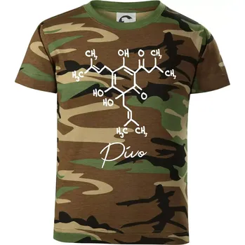 Chlapecké tričko Barová chemie - pivo - Dětské maskáčové triko - 104-110cm / 3-4 roky ( Hnědý maskáč )
