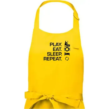 Kuchyňská zástěra Play Eat Sleep Repeat hokej - Dámská zástěra na vaření - Univerzální velikost ( Žlutá )