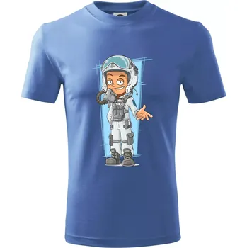 Vesmírný voják oranžový - Tričko dětské bavlněné - 98 cm / 2 roky ( Azurově modrá )