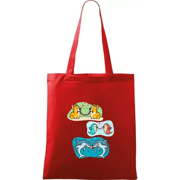 Nákupní taška Projev lásky zvířata - Taška bavlněná - 42 x 38 cm ( Červená )