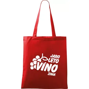 Nákupní taška Jaro, léto, víno, zima - Taška bavlněná - 42 x 38 cm ( Červená )