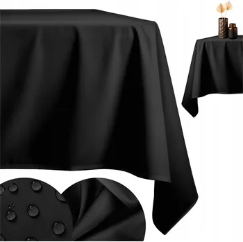 ubrus ELEGANTNÍ UBRUS S ÚPRAVOU 140X200CM STYL GLAMOUR KLASICKÁ HLUBOKÁ ČERNÁ