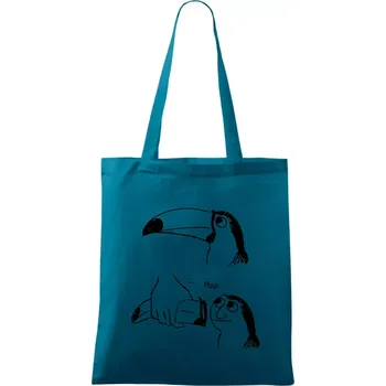 Proměna tukana - Taška bavlněná - 42 x 38 cm ( Petrolejová )