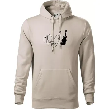 Pánská mikina Kočka a kytara WC - Mikina pánská Cape s kapucí - 5XL ( Ledově šedá )