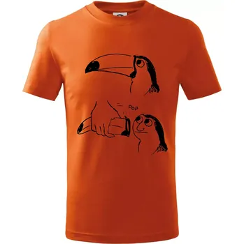 Proměna tukana - Tričko dětské bavlněné - 98 cm / 2 roky ( Oranžová )