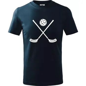 Chlapecké tričko Florbalové hokejky - Tričko dětské bavlněné - 134 cm/8 let ( Námořní modrá (velmi tmavá - téměř černá) )