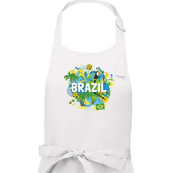 Kuchyňská zástěra Brazílie Barevný obrázek - Pánská zástěra na vaření - Univerzální velikost ( Bílá )